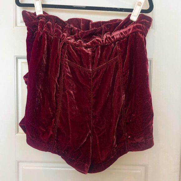 Free People At First Sight Velvet Shorts - L - Burgundy - Picture 4 of 5